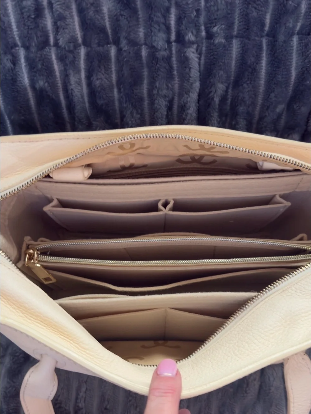 CHANEL Cream Leather Double C Stitch Tote~Vintage